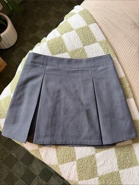 Commense Gray Pleated Mini Skirt